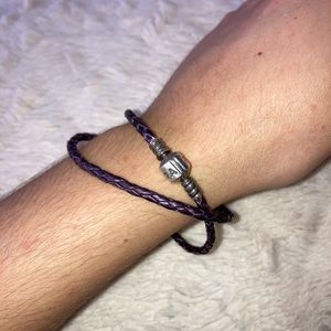 Purple Pandora Braided Double-Leather Bracelet